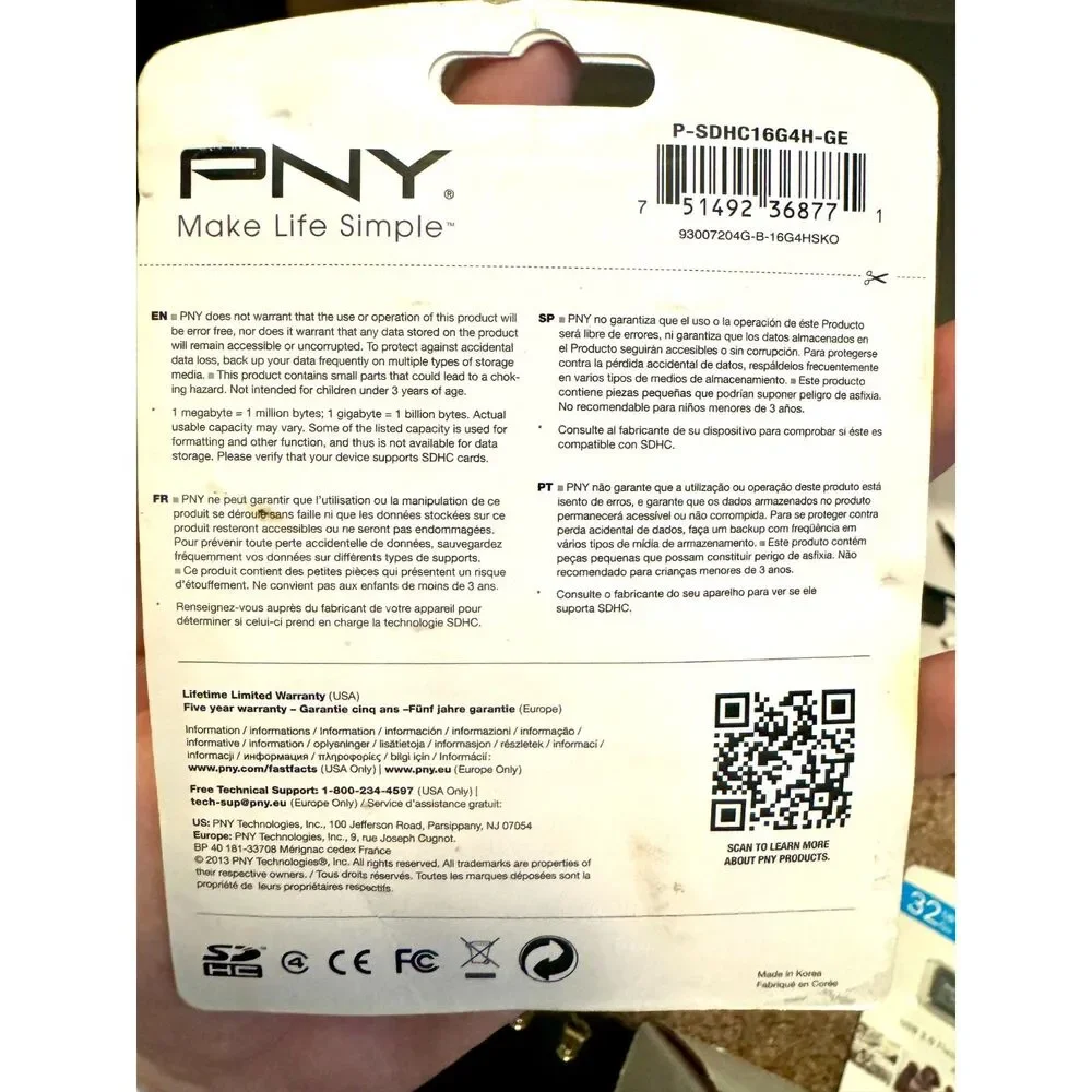 5/$25 PNY 16 GB SD Card NWT NIP